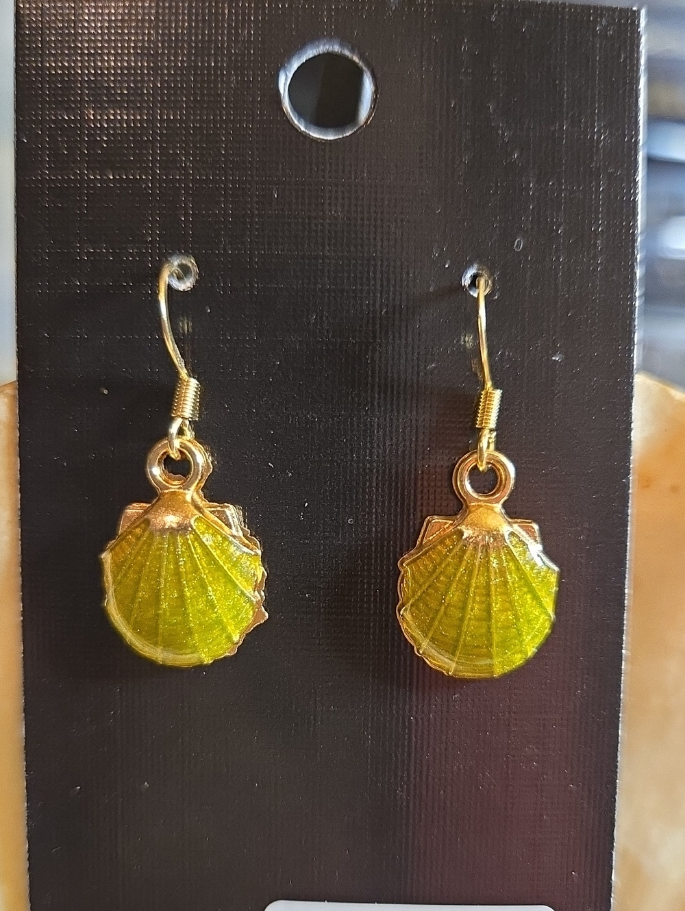 Gold-Tone Green Shell Drop Earrings - Women Jewelry